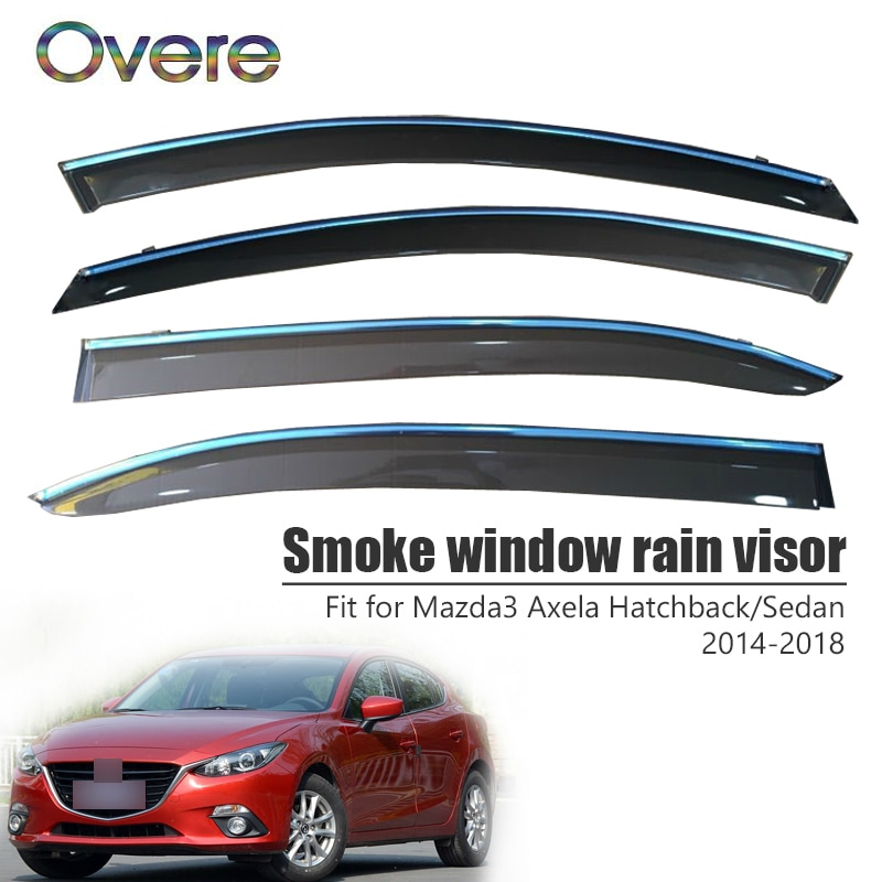 OVERE NEW 1Set Smoke Window Rain Visor For Mazda..